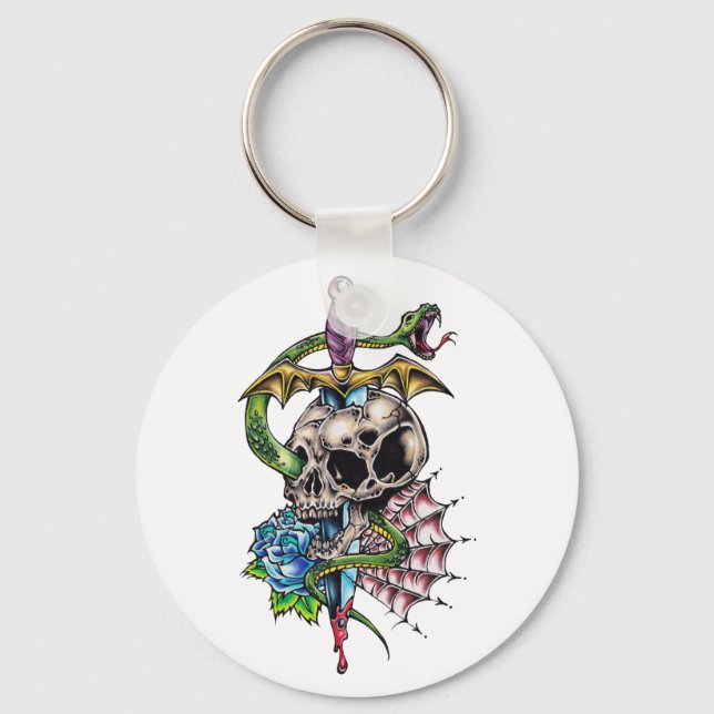 Skull & Dagger Tattoo Keychain (Front)