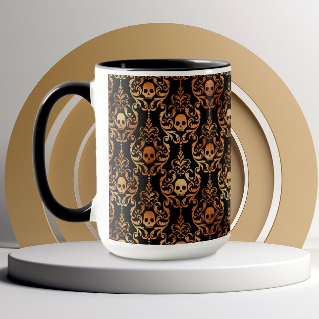 Skull Damask Halloween Mug (Creator Uploaded)