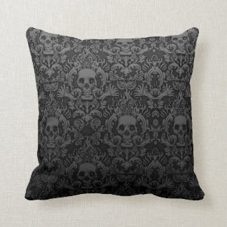 Skull Damask Print Throw Pillow