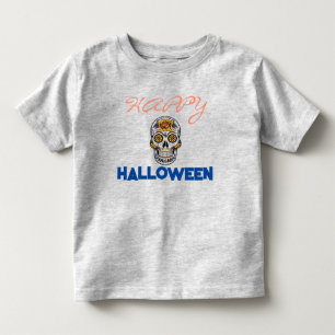 Skull Day Of The Dead Happy Halloween Orange Cute Toddler T-shirt