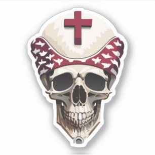 Skull Decorated with Hat with Cross Drawings