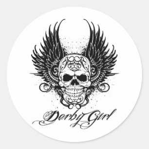 Skull & Derby Girl Classic Round Sticker