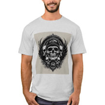 Skull Design Featuring Wings and Symbols