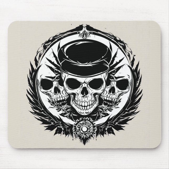 Skull Design with Wings and Symbols Mouse Pad (Front)