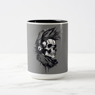 skull designe punk Triageshop designne Two-Tone Coffee Mug