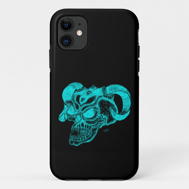 Skull Devil head Black and Green Design Case-Mate iPhone Case (Back)