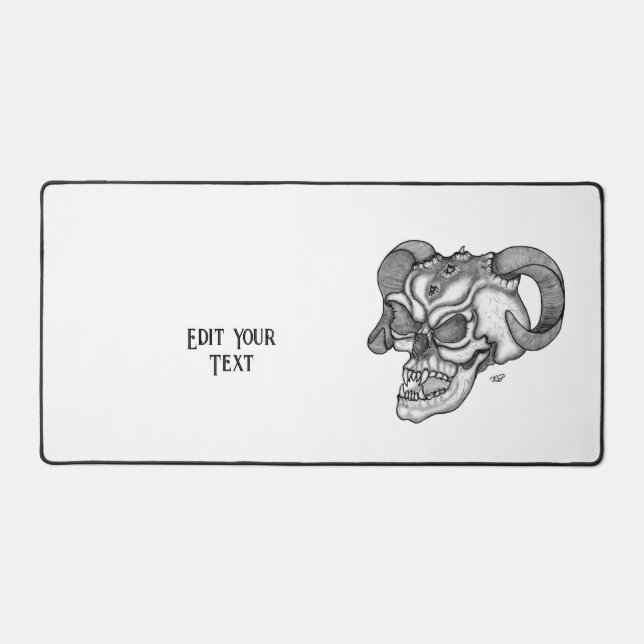 Skull Devil Head Black and White Design Desk Mat (Front)