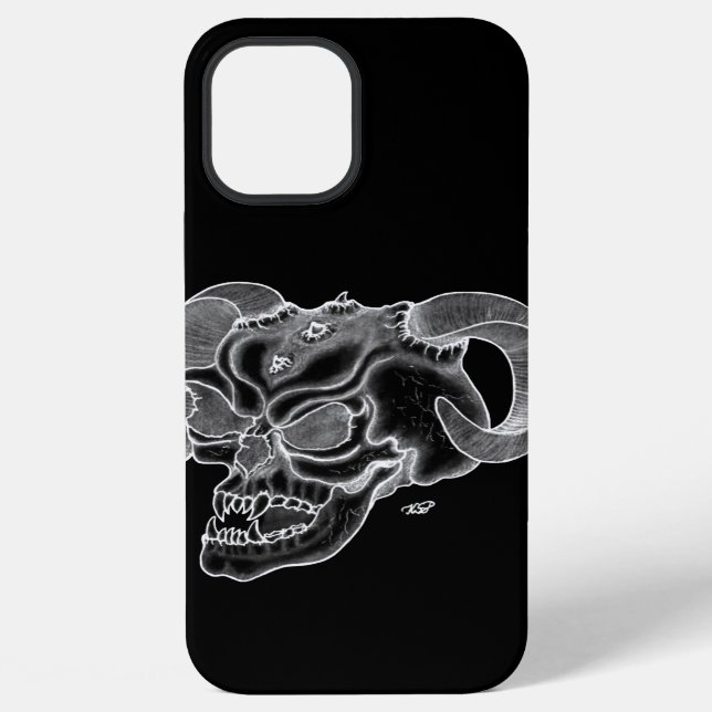 Skull Devil Head Black and White Design iPhone Case (Back)