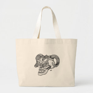 Skull Devil head Black and white Design Large Tote Bag