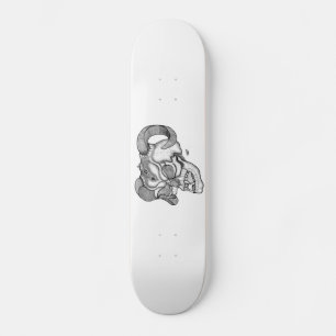 Skull Devil Head Black and White Design Skateboard