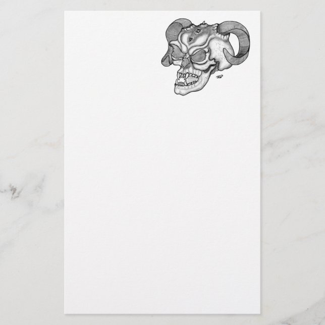 Skull Devil head Black and white Design Stationery (Front)