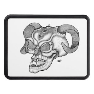Skull Devil Head Black and White Design Trailer Hitch Cover