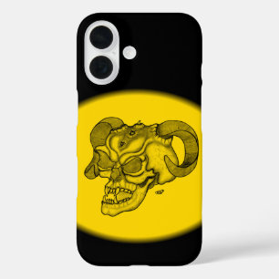 Skull Devil Head Black and Yellow Design iPhone 16 Case