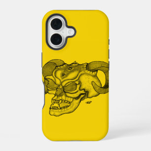Skull Devil head Black and Yellow Design iPhone 16 Case
