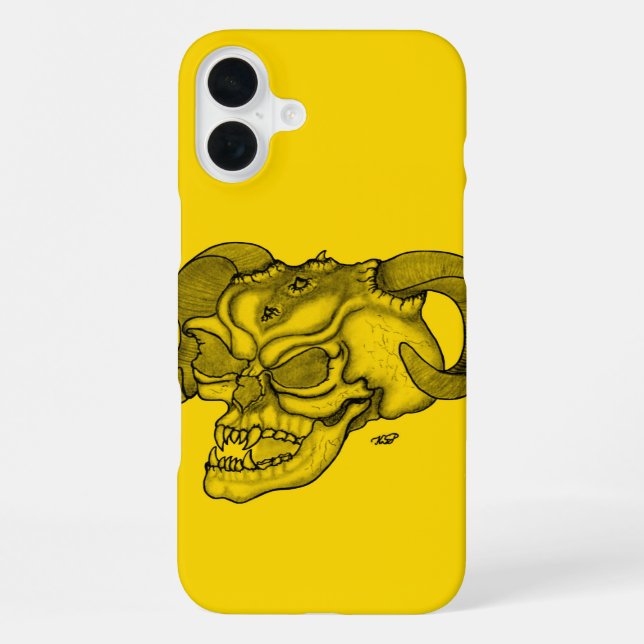 Skull Devil head Black and Yellow Design iPhone Case (Back)