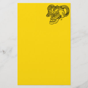 Skull Devil head Black and Yellow Design Stationery