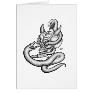 Skull - Devil Head with Snake