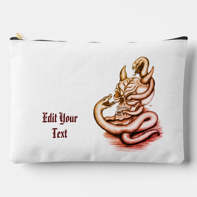 Skull - Devil Head with Snake Accessory Pouch (Front)
