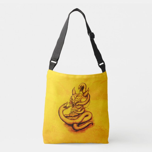 Skull - Devil Head with Snake Crossbody Bag (Front)