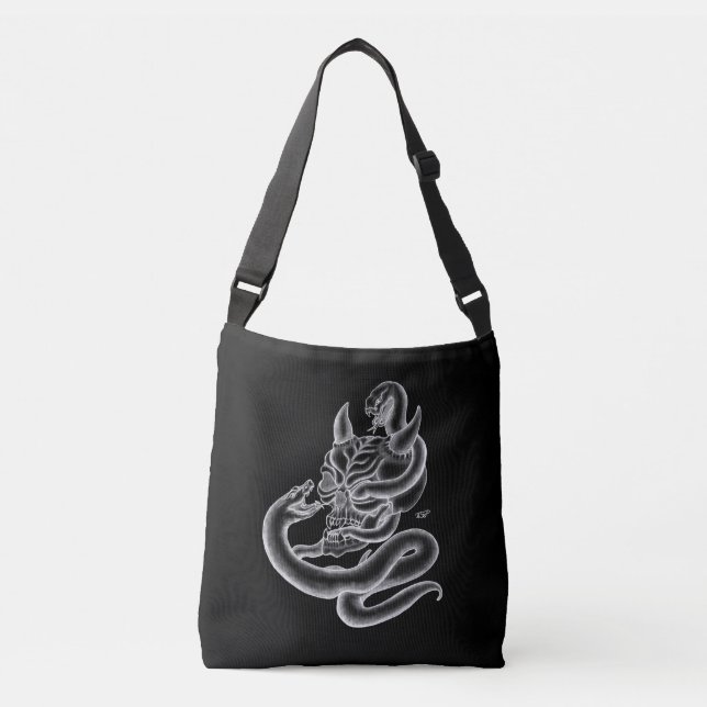 Skull - Devil Head with Snake Crossbody Bag (Front)