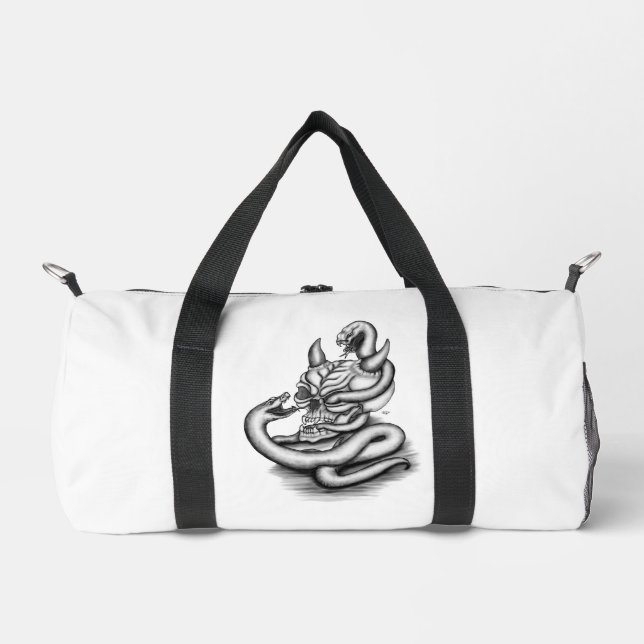 Skull - Devil Head with Snake Duffle Bag (Front)