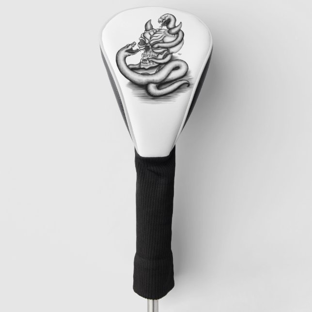 Skull - Devil Head with Snake Golf Head Cover (Front)