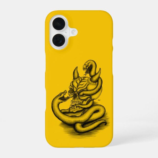 Skull - Devil Head with Snake iPhone 16 Case (Back)