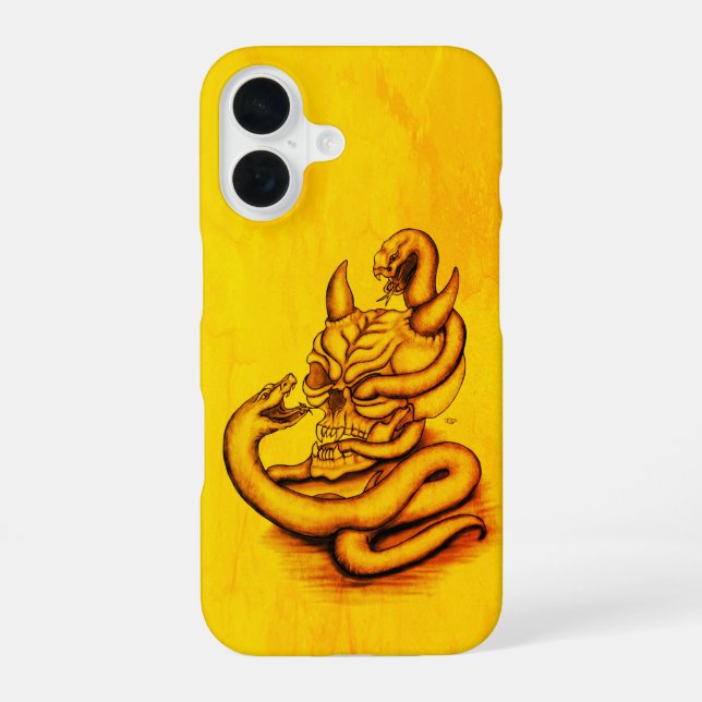 Skull - Devil Head with Snake iPhone 16 Case (Back)