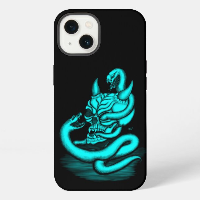 Skull - Devil Head with Snake iPhone Case (Back)