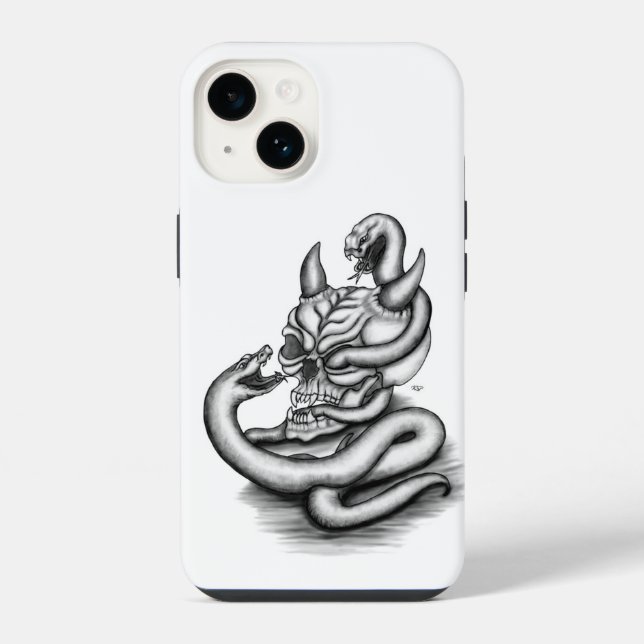 Skull - Devil Head with Snake iPhone Case (Back)