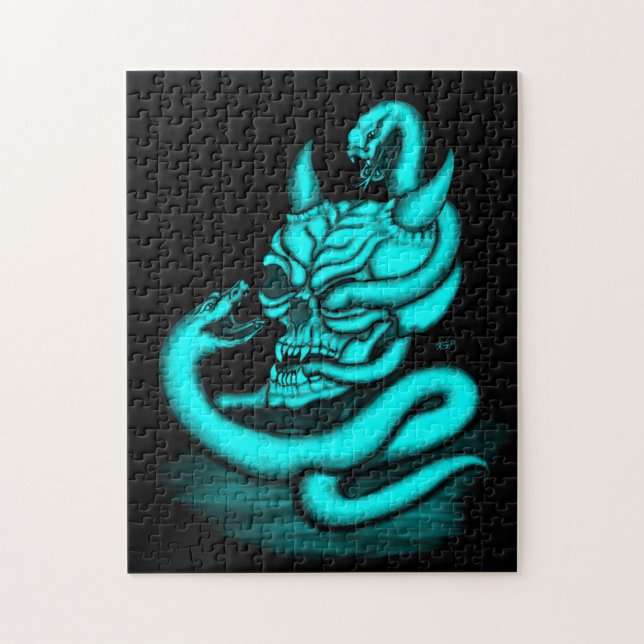 Skull - Devil Head with Snake Jigsaw Puzzle (Vertical)