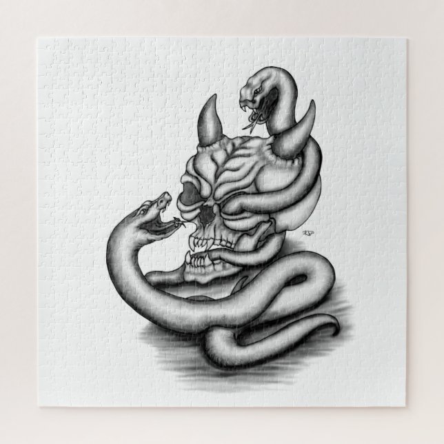 Skull - Devil Head with Snake Jigsaw Puzzle (Vertical)
