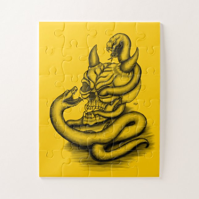 Skull - Devil Head with Snake Jigsaw Puzzle (Vertical)