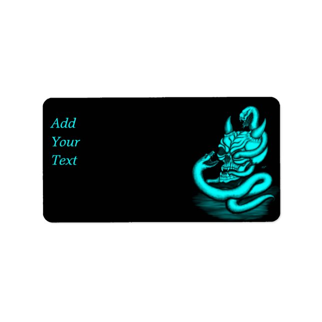 Skull - Devil Head with Snake Label (Front)