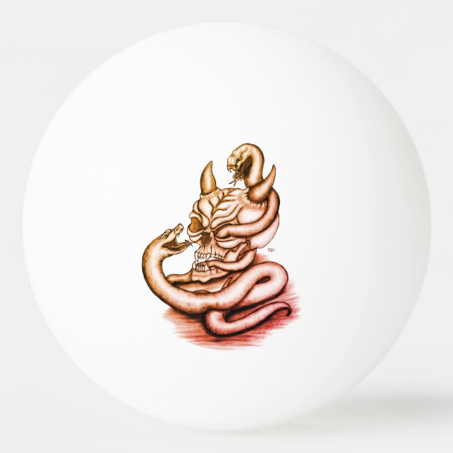 Skull - Devil Head with Snake Ping Pong Ball (Back)