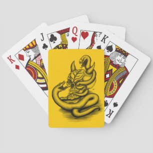 Skull - Devil Head with Snake Playing Cards