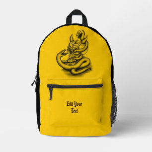 Skull - Devil Head with Snake Printed Backpack