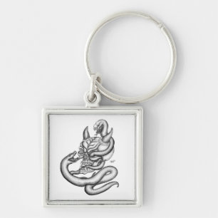 Skull - devil heads with snake keychain