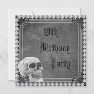Skull & Diamonds Double Sided 19th Birthday Invitation