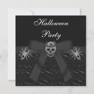 Skull Diamonds & Spider Jewels Halloween Party Invitation