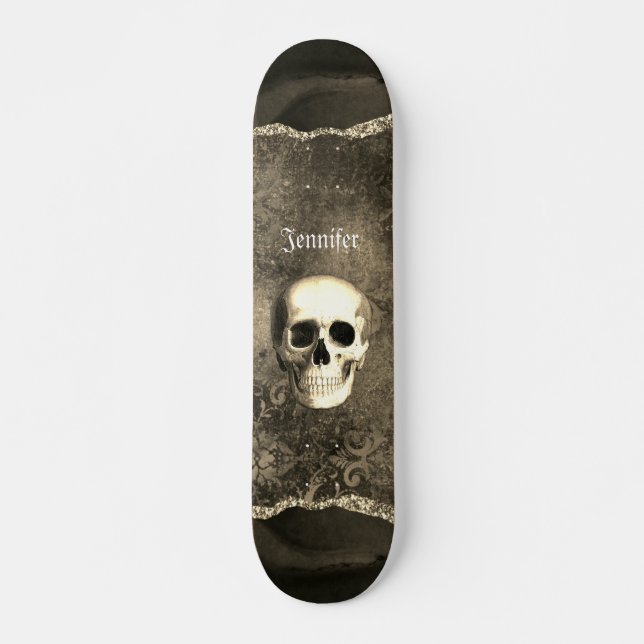 Skull Distressed Gothic Personalized  Skateboard (Front)