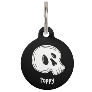 Skull dog tag, spooky pet tag, Halloween I.d tag