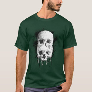 Skull Drip Black Ink Splatter Graphic T-Shirt