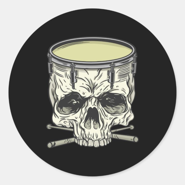 SKULL DRUM CLASSIC ROUND STICKER (Front)