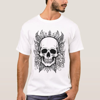 Skull Elegance: Minimalist Gothic Design T-Shirt