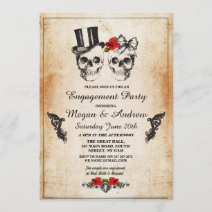 Skull Engagement Party Halloween Gothic Invite