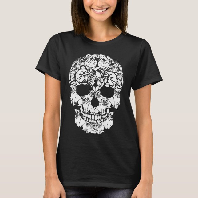 Skull English Bulldog Dog Gifts Funny Halloween Co T-Shirt (Front)