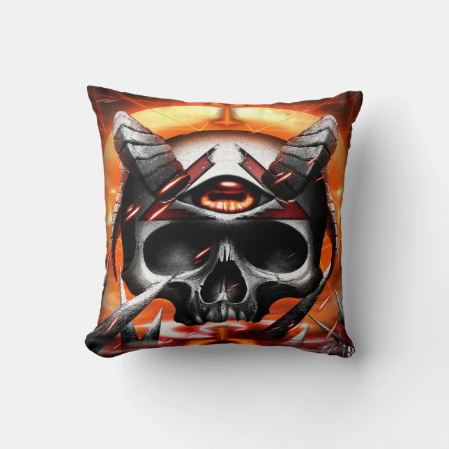 skull Eye Joe Throw Pillow (Front)