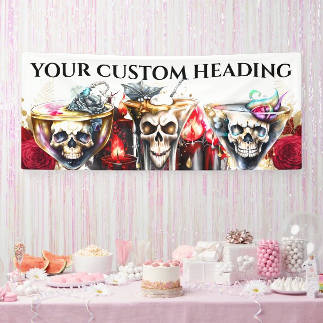 Skull face cocktail happy hour adults martini chic banner (Party)
