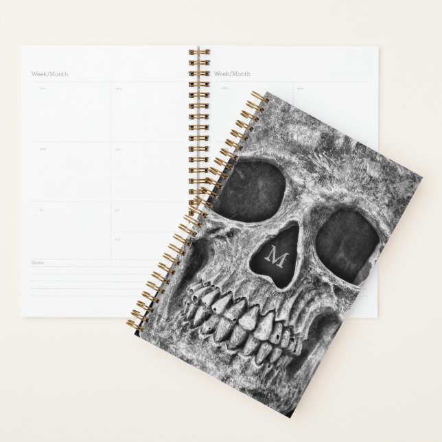 Skull Face Gothic Black White Cool Macabre Planner (Display)